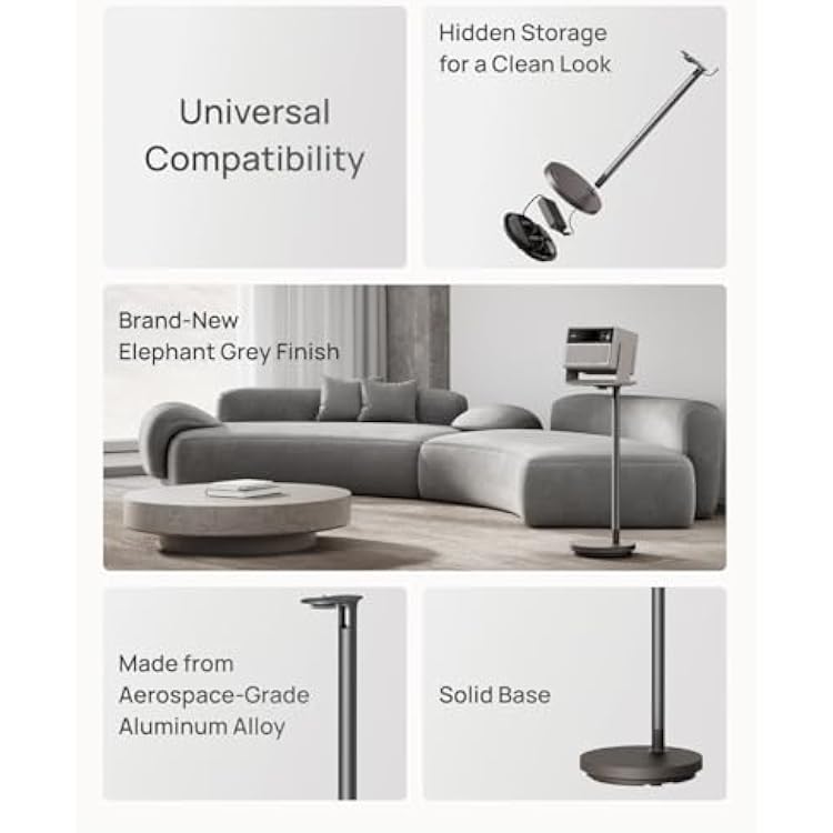 XGIMI Floor Stand Ultra for HORIZON 20 Series(Elephant Grey), Projector Stand Fits in Home Decor, Solid Base, Support up to 10 kg, Hidden Storage, Made from Aerospace-Grade Aluminum Alloy