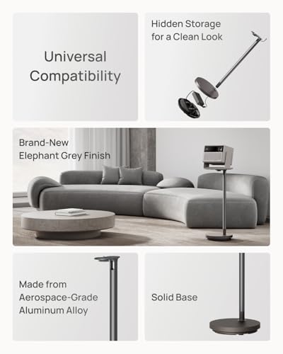 Image of XGIMI Original Accessory - Floor Stand Ultra (Elephant Grey), Aerospace-Grade Aluminium Stand with Universal 1 /4 inch Screw, Supports up to 10kg, Easy Installation, Compatible with Horizon & Horizon 20 Series