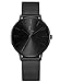 Alienwork Armbanduhr Damen schwarz Metall Mesh Armband Edelstahl Ultra-flach dünn