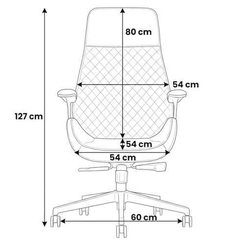 Image of Kepler Brooks Premium Executive Office Chair | Ergonomic High Back Leatherette Chair with Quilted Design, Adjustable Height & Multi Lock Recliner Tilt | Heavy-Duty Metal Base | Black