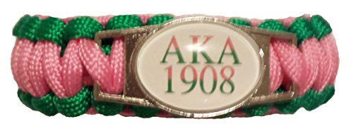 GeauxDat Collectibles AKA Sorority 1908 Paraphernalia gifts for Women - AKA Alpha Kappa Alpha 1908 - Adjustable AKA 550 Paracord Survival Bracelet for Women - AKA Jewelry