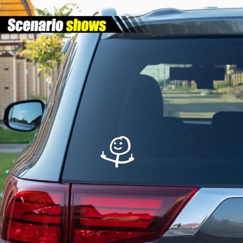 Image of KITUREK 2PCS Car Fuck You Meme Vinyl Sticker Decal, White, Small | Funny Personalised Cartoon Middle Finger Sticker, Fit for Cars Windows Bumpers Trucks Motorcycles or Any Other Smooth Surface