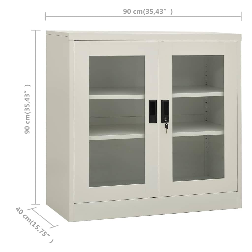 Armario de oficina gris claro 90 x 40 x 90 cm de acero con puertas con cerradura, estantes ajustables, espacio de almacenamiento resistente para oficina, sótano, garaje, cocina, baño, con