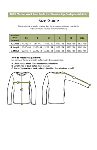 SAOL 100% Merino Wool Aran Cable Knit Hooded Zip Cardigan Irish Coat2