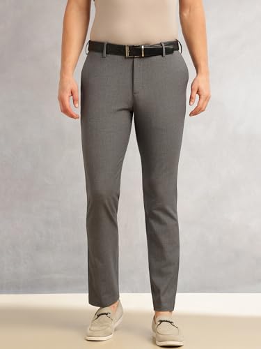 Image of Thomas Scott Men's Regular Fit Mid-Rise Solid Formal Performance Trouser | Flexi-Waist & 4-Way Stretch | 4 Pockets | Button Closure