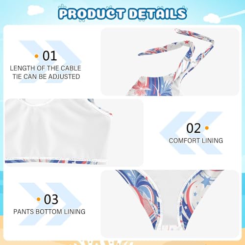4th July American Independence Day Girl Two Piece Kids Bikini Set Quick-Dry Swimsuits Swimming Suits Cute Shoulder Strap4