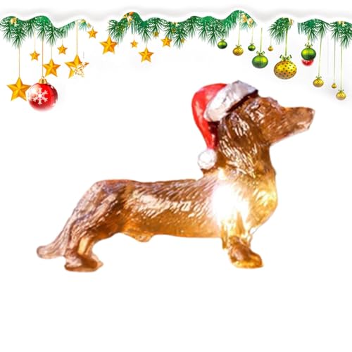 Dreuhuing Luces de Navidad Dachshund – Cadena de luces de Navidad para exteriores que funcionan con pilas – Cadena de luces brillantes para exteriores, césped, porche, puerta, patio