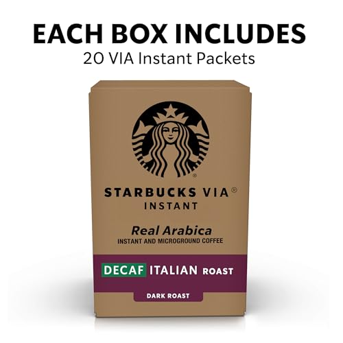 Starbucks VIA Instant Coffee, Dark Roast Coffee, Decaf Italian Roast, Arabica Beans, Single-Serve, 1 Box (20 Packets) - image 2