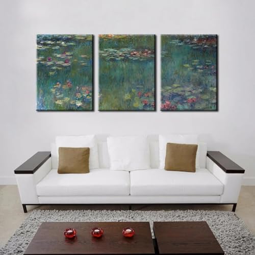 Peinture Claude Monet Nymphéas Toile 60x90cm pour Habiller un Grand Mur Vide