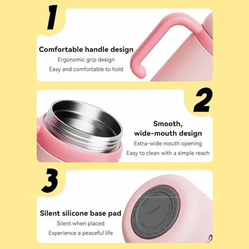 Image of Stainless Steel Whale Fountain Tumbler with Handle, Drinking Cup with Whale Squirt, 24oz Whale Water Bottle Two Silicone Soft Tip, Leak-Proof Whale Fountain Tumbler for Kids Teens Adults (A-Pink)