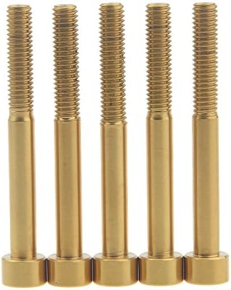 Wanyifa M6 x 60mm DIN912 Titanium Ti Screw Bolt Allen Hex Socket Cap Head Gold Pack of 5