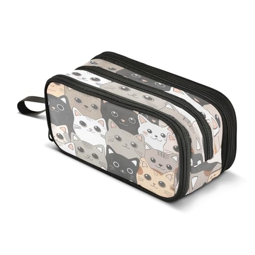 Image of Cats Pencil Case Large Capacity Pencil Pouch Boys Girls 3 Compartment Pen Bag School Office Stationery Organizer