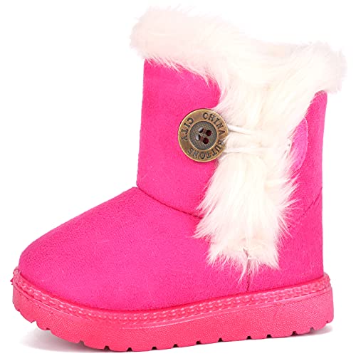 image for Femizee Toddler Girls Boots Warm Winter Snow Boots for Kid Boys Flat B