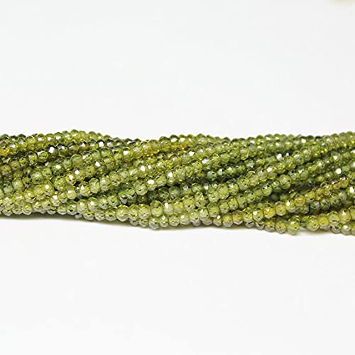 Zircon vert vessonite naturel de 3mm en fil de 15 pouces pour haute joaillerie
