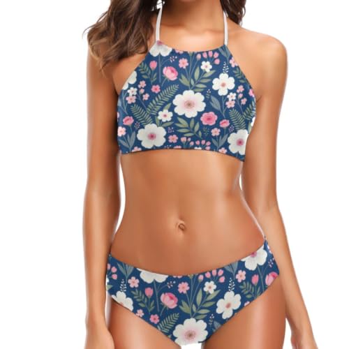 Maillot de bain floral pour vacances au soleil : bikini triangle réglable confortable