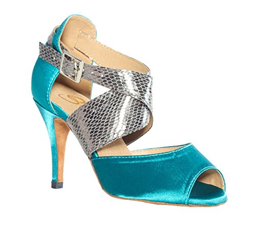 Chaussures de danse latine en satin bleu L013 idéales pour vos soirées salsa