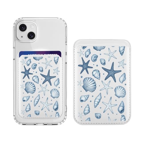 BlHMCASE Carteira magnética compatível com MagSafe para iPhone 17/16/15/14/13/12 séries, linda concha marítima, estrela-do-mar, porta-cartões Magsafe para mulheres adolescentes e meninas