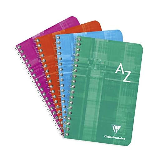 Clairefontaine, 68698C, 1 Directorio en espiral, 50 páginas, 11x17 cm, 90 gr, Interior: Cuadros grandes + margen, Cubierta cartulina lustrada, Color aleatorio