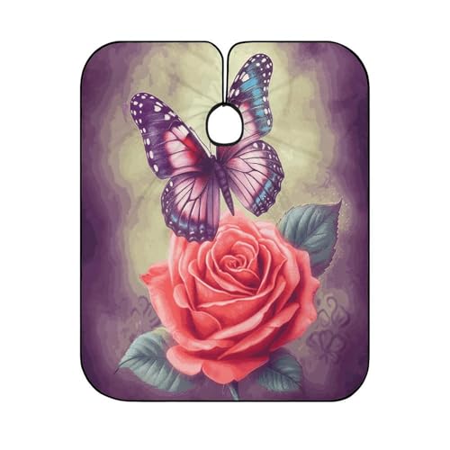 Capa para Corte de Cabello Mariposa y Rosa Ajustable 66.9x56.7 pulgadas miniatura 6