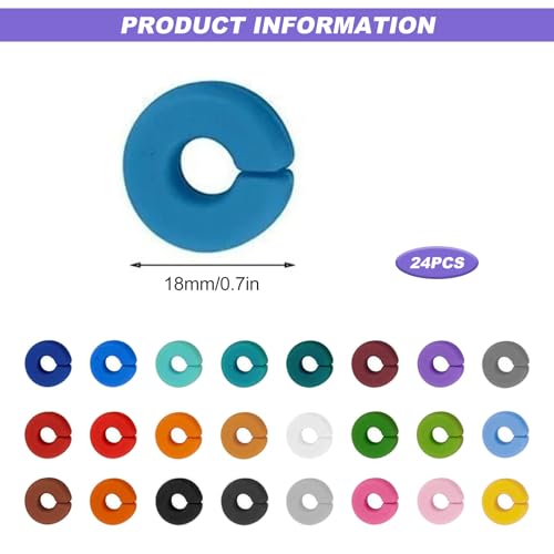HONQX Glasmarkierer Silikon, 24 Stück Glas Weinglas Gläser Markierer Markers Bunte Glasmarker Glass Markierung Trinkgläser Silicon
