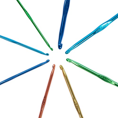 Image of Boye Crochet Set Alum Sz Notion, Hook sizes: 3.125-6.5 mm, US D-K, Assorted