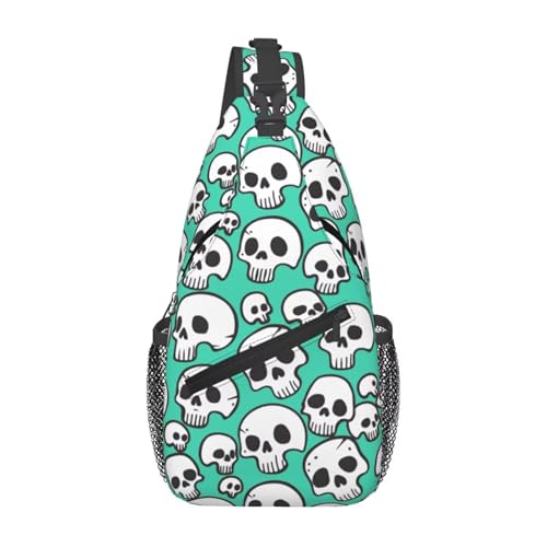 Skull Sling Bag Fashion Backpack Crossbody Gothic Shoulder Bag Halloween Bags Sport Daypack Cartoon Skull_Green