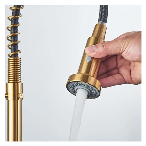 Grifo de cocina de oro cepillado extraíble y mezclador monomando 5