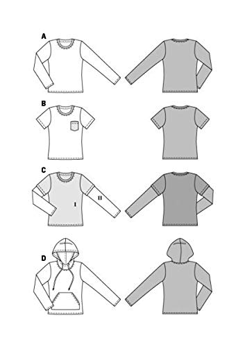 Burda Ladies & Mens Easy Sewing Pattern 6602 T Shirts, Tops & Hoodies #TOP6