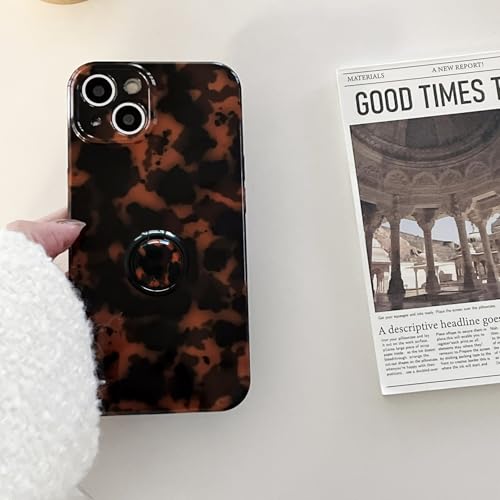 Compatible with iPhone 16 Pro Case with 360° Rotating Ring Stand - Cute Tortoise Shell Leopard Print Trendy Cover,Slim Fit Shockproof TPU,Non-Slip Grip & Kickstand for Women Girls (Brown Amber) by aaknhen - Used condition - Image 7