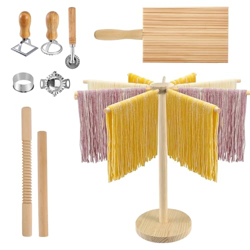 Pasta Making Tool Sets,Pasta Machine Set with Ravioli Cutters, Gnocchi Board, Drying Rack, and Dumpling Maker,9 Piece Italian Pasta Making Kit for Authentic Italian Kitchen and Cooking Enthusiasts