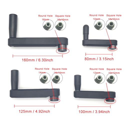 Image of 5inch Nylon Foldable Crank Handle Hidden Style Drill Press Revolving Handle with Round or Square Installation Hole for Industry Lathe Milling Grinding Machine (Round Hole 14x125)