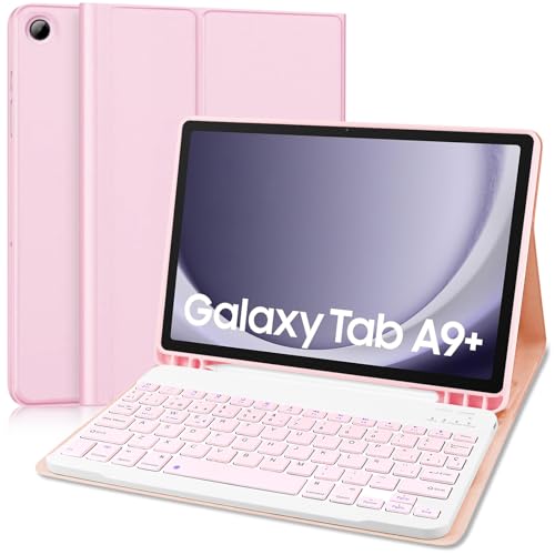 Yeegnar Funda con Teclado para Samsung Galaxy Tab A9 Plus & A11 Plus, Teclado Español Ñ Bluetooth Samsung Tab A9+ 2023 & A11+ 2025 11 Pulgadas (SM X210/ X216/ X218/ X230/ X236) (Lápices No Incluido)