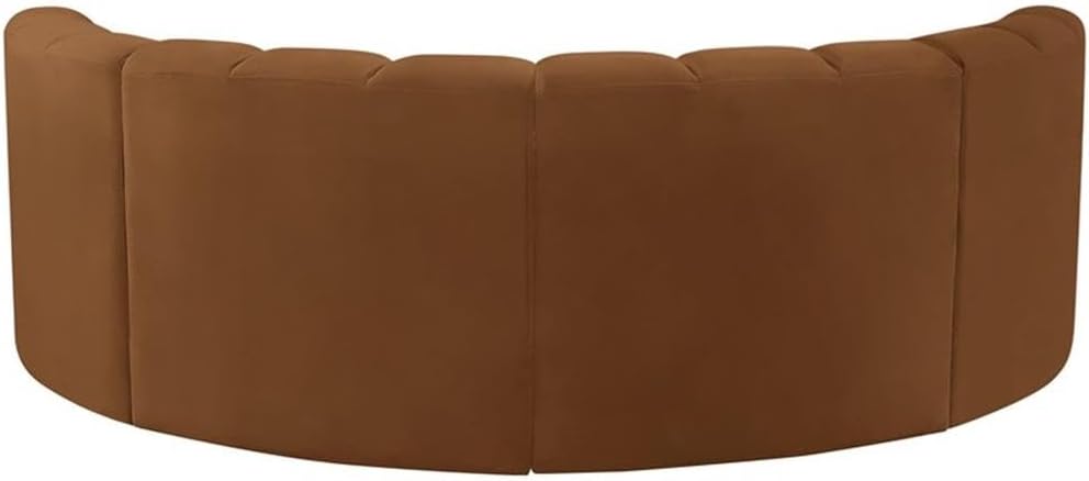 BOWERY HILL Contemporary Modular Sectional Sofa, Saddle Velvet Upholstery, 88" W x 43" D x 30" H, Deep Channel Tufting, Versatile Living Room Seating, Curved Design for Custom Layouts