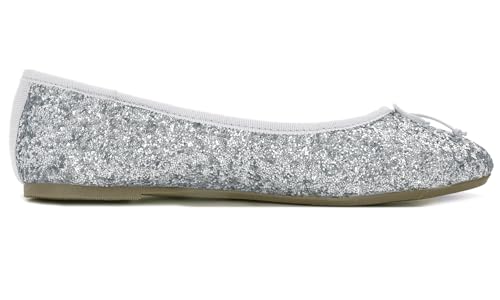 FEVERSOLE Women's Sparkle Memory Foam Cushioned Colorful Shiny Ballet Flats Glitter Silver Size 8 M US by FEVERSOLE - Used condition - Image 3