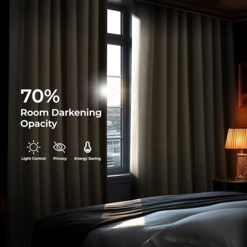 Image of HPD Half Price Drapes - Faux Linen Curtains for Living Room (1 Panel) - 100W X 120L - Extra Wide Textured Room Darkening Curtains for Bedroom 120 Inches Long - Drapes for Home Decor, Thatched Tan