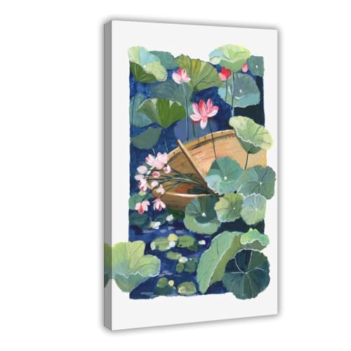 Poster aquarelle zen lotus 61x91 cm, idée cadeau bien-être