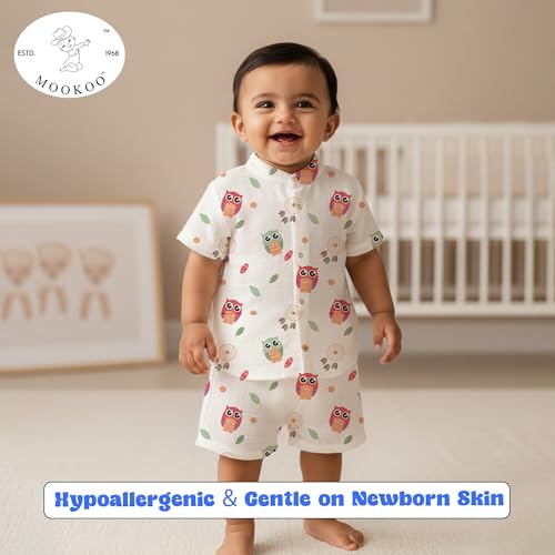 Image of Premium Muslin Baby Shirt & Shorts Set | Ultra-Soft Cotton Co-Ord for Newborns | Lightweight, Breathable & Skin-Friendly Wear