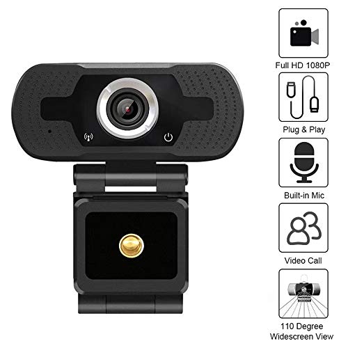 Webcam Full HD 1080p com microfone，Webcam Angulo Amplo USB para Laptops e Desktop