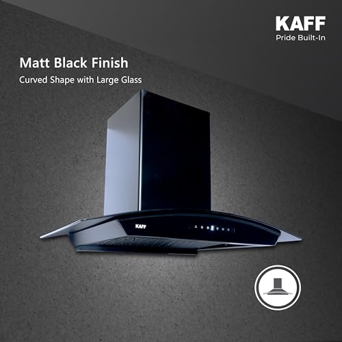 KAFF NIORDHC90 90cm Filterless Kitchen Chimney | 1400 m³/hr Suction | Dry Heat Auto Clean | Touch & Gesture Control | Matt Black | 2 LED Lights | 10 Years Motor & 1 Year Product Warranty view 2