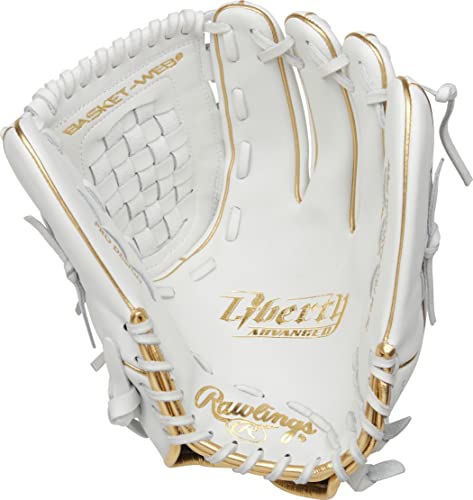 Rawlings Womens Infield/Outfield Liberty Advanced, 12.5 Inch - Basket Web White/Gold, 12 1 2 Us #TOP2