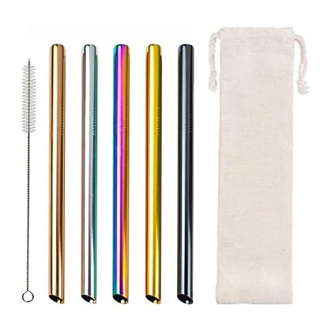 Stainless Steel Boba Straws - Extra Wide Reusable Metal Straws Smoothie/Bubble Tea/Milkshakes Straws 12mm/0.5" - for Bubble & Boba Tea, Milkshakes, Multi-Colored Metal Drinking Straws (Multicolour) Cover