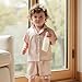 Babieshouse Toddler Girls Pajamas Sets Fashionable Ruffled Lapel V Neck Short Sleeve Tops with Solid Color Shorts 2Pcs Sleepwear (Champagne, 6-12 Months)