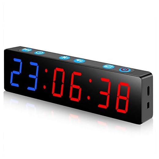 PELLOR Temporizador con Pantalla LED, Mini Portátil Dígitos LED Temporizador de Intervalos, Reloj en Tiempo Real de 12/24 Horas, Magnético Gym Temporizador, Brillo y Volumen Ajustable