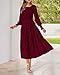 BTFBM Wedding Guest Dresses for Women Fall Fashion 2025 Casual Long Sleeve Floral Maxi Boho Homecoming Dress(Wine Red,Small)