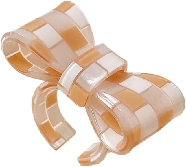 Colorful Checkerboard Bow Statement Ring Acrylic Plaid Open Ring for Women Fashionable & Trendy Jewelry Gift