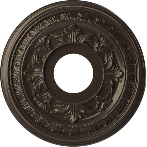 Image of Ekena Millwork 13 inchOD x 3 1 /2 inchID x 3 /4 inchP Baltimore Thermoformed PVC Ceiling Medallion (Fits Canopies up to 5 1 /4 inch), Metallic Dark Bronze