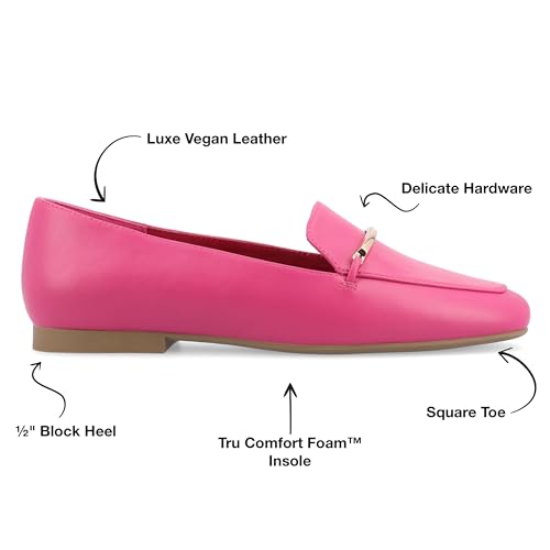 Image of Journee Womens Loafer Flat Notched Topline Square Toe Slip-On Block Heel - Wrenn Casual Dress Shoe