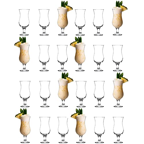 LAV Fiesta Pina Colada Glasses - 390ml - Clear - Pack of 24 - Large Tall Hurricane Pineapple Martini Milkshake Party Drinking Glass Set