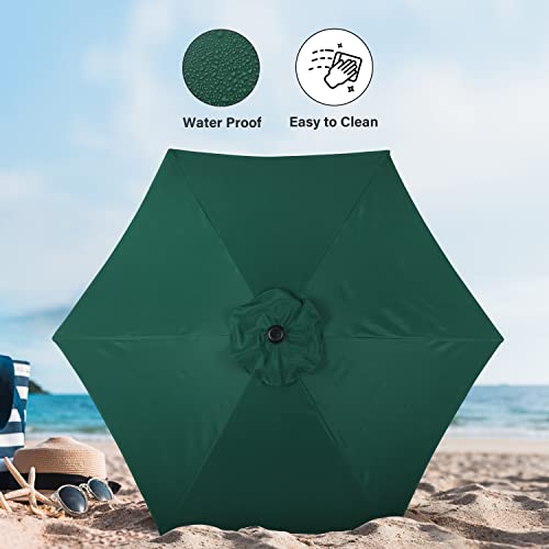 Simple Deluxe 7.5Ft Patio Outdoor Table Market Yard Umbrella With Push Button Tilt/Crank, 6 Sturdy Ribs For Garden, Deck, Backyard, Pool, Green #TOP1