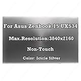 15.6' Replacement for ASUS Zenbook 15 UX534 UX534FT UX534FTC UX534FAC 3840×2160 4K UHD LCD LED Display Complete Non-Touch Screen Assembly Icicle Silver (Display Complete UHD Silver)